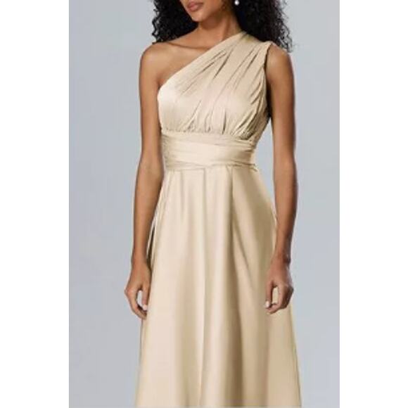 AW BRIDAL 12 L champagne Salome convertible wedding gala maxi dress NEW b106 - Picture 3 of 11